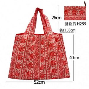 Custom Eco Friendly Reusable <b>Folding</b> Shopping Bag Portable Recycle Foldable Polyester Fabric Grocery Tote Shopping Bag - Product Image 2