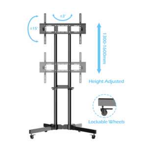 Heavy Duty Height Adjustable 32-70 Inches LCD Rolling Mobile <b>TV</b> <b>Stand</b> Cart <b>with</b> <b>Wheels</b> - Product Image 2