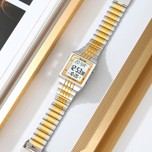 Skmei Digital Watch Men Gold Stainless Steel 30M Water Resistant Square Electronic Watch With Dual Time Display - Product Image 2