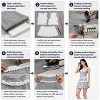 Ensemble 2 pièces gris à carreaux pour femme D&M, haut à col carré découpé et mini-jupe plissée à volants, tenue preppy Y2K OEM
