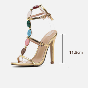 Sandales à talons hauts pour femmes été 2024, magnifiques sandales à talons hauts avec boucle, couleur estivale, pointures 35-42 - Product Image 6