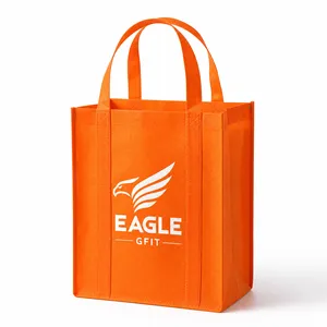 Custom Printed Eco Friendly <b>Reusable</b> Large Capacity Promotional Grocery Carrier Tote <b>Bag</b> Rope Handle Multiple Sizes Non-Woven - Product Image 6