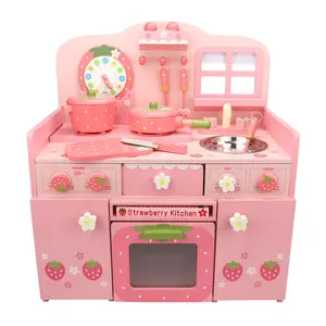 baby küche haus spielzeug Suppliers-Japanische Erdbeer kinder Große Mädchen Holz küchen spielzeug Spielen Sie Küchen set Spielzeug WKT26-A
