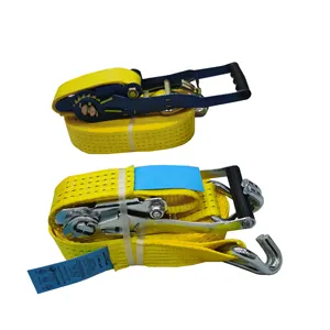 2" 50mm 5T Ratchet Tie Down Polyester Cargo Lashing Strap With Double J Hook For Truck Cargo Control