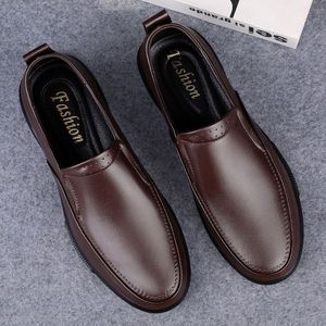 Men's Uniform Dress Oxford Loafers Derby <b>Flats</b> Low-top Slip on Cow Genuine Leather Round-toe Business Casual Breathable - Product Image 5