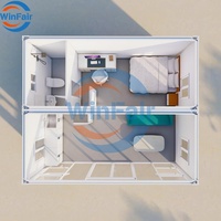 Maisons conteneurs WinFair Nepal, maison modulaire préfabriquée à 2 chambres, 2 étages avec plateforme pour auberge / villa de villégiature / petit appartement