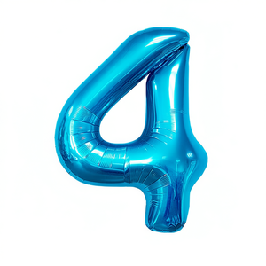 Globo Metálico Azul con Número 4 de 45cm para Fiestas de Cumpleaños Infantiles - Product Image 2