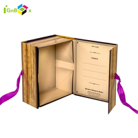 Boîte biblique en forme de livre rétro avec rangement en ruban pour cadeau Boîte pliable avec poignée