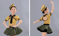 Costumes de danse Jazz & Tap & Hip Hop vert foncé avec corsage à paillettes dorées Costumes de danse Jazz Hip Hop pour Costume de danse latine