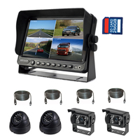 Cámara de Marcha Atrás para Punto Ciego de Camión, Monitor de Reversa Cuádruple Dividido de 7 Pulgadas, Sistema Panorámico de 360 Grados para Autobús