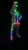 Costume LED Miroir pour Spectacle de Danse Ethnique Chinoise avec Chapeau Haut-de-forme, Lumière RGB, en Coton, pour Scène, Fête, Club, ou Costume de Robot