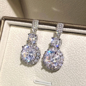 Orecchini Rotondi Scintillanti per Donne, Stile Francese, Eleganti Gioielli da Orecchio alla Moda - Product Image 1
