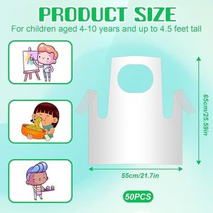 Delantales Desechables de Plástico Blanco, Material de Polietileno Impermeable, Ideales para Cocinar, Pintar, Manualidades - Product Image 2