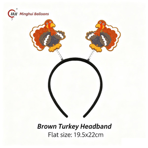 Thanksgiving Turkey Spring Bopper Headbands, Fall Harvest Felt Turkey <strong>Pilgrim</strong> Head Bopper Headband, Thanksgiving Party - Product Image 4