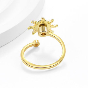 Anillos Minimalistas Giratorios con Diseño de Sol, Ajustables, con Circonitas Engastadas, Bañados en Oro sobre Cobre, Joyería Antideslustre para Mujer - Product Image 4