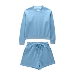 French Terry Cotton Oversize Sweatshirt Female Tracksuit <b>Shorts</b> <b>Set</b> Sweatsuit - Product Image 3