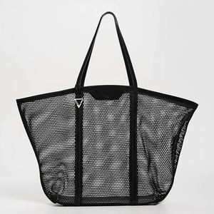 Custom Autumn Winter Summer Mesh Tote <b>Bag</b> Portable Fashion Handbags Suede Trim Black Women's <b>Large</b> <b>Shoulder</b> <b>Bags</b> Open Top Travel - Product Image 1