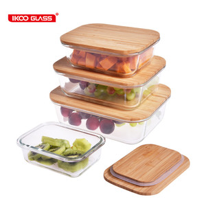 Heatable food container feature and food use food warmer glass storage container with eco-friendly bamboo lid plastic free