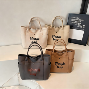 Khuyến mại cá nhân <span class=keywords><strong>Canvas</strong></span> <span class=keywords><strong>Tote</strong></span> túi với túi đóng cửa tùy chỉnh in logo tái sử dụng cho sử dụng hàng ngày đa kích thước tùy chọn - Product Image 4