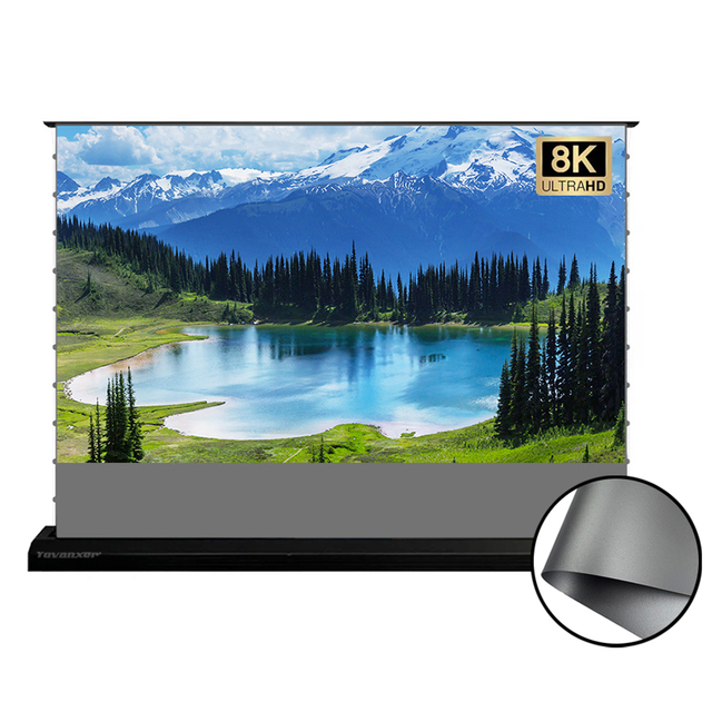 84 Inch Black Diamond ALR Electric Floor Rising Projector Screen Roll up Motorized Projection Screen 4K Projection Curtain