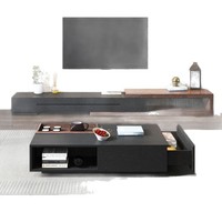 Haut de gamme moderne chambre et salon meuble TV noir Table basse combinaison panneau Style bois pour petits appartements