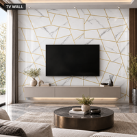 Papier peint auto-adhésif géométrique en marbre blanc or 1 mm, 1,2x3 m, feuilles IXPE pour murs décoratifs de chambres d'hôtel