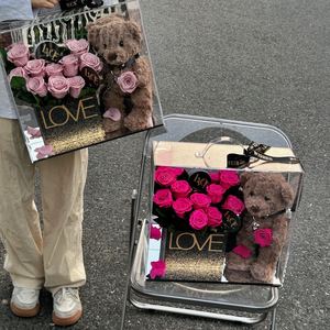 Orsacchiotto caldo di san valentino scatola giocattolo regalo di <span class=keywords><strong>Rose</strong></span> artificiali conservate fiore rosa regalo per 2025 san valentino - Product Image 6