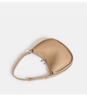 Sac à main tissé de niche, élégant, pour femme, à porter sous le bras, à l'épaule ou en bandoulière, avec fermeture éclair, en forme de croissant