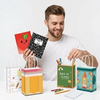 12 sacs cadeaux rentrée scolaire, sacs en papier pour crayons et friandises, sacs mignons pour fêtes scolaires avec poignées pour enfants