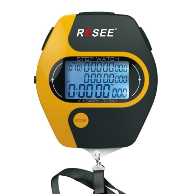 Professional Stopwatch 1/1000 Second Rechargeable 100/500 Memory Waterproof Sports Stopwatch 3-Row With Large LCD Screen