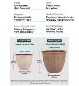 Pot de fleurs vintage sur pied, style nordique minimaliste, grand diamètre, pour plantes vertes, idéal salon, balcon, centre commercial - Varna - Product Image 3