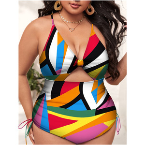 Maillots de bain grande taille, <span class=keywords><strong>bikini</strong></span> sexy, imprimé, froncé, maillot de bain moulant pour femmes, maillot de bain une pièce pour femmes rondes - Product Image 5