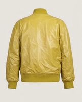 Blouson bomber en cuir véritable jaune citron pour femme LEATHER TEX, fermeture éclair, léger, rembourré en coton, imperméable