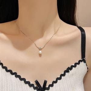 สร้อยคอเงินแท้ S925 สไตล์เกาหลี รูปหัวใจ ประดับเพชร สีชมพูหวาน ดีไซน์น่ารัก สำหรับสาวๆ สินค้าเฉพาะกลุ่ม - Product Image 4