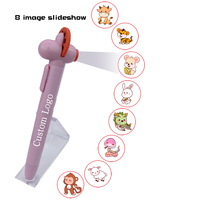 Stylo à bille lumineux de dessin animé à glissière avec logo personnalisé Roman 8 images projecteur multi-fonction jouet pour enfants en plastique bon marché et amusant