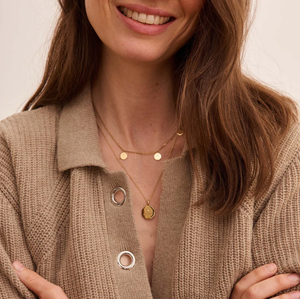 Collar con Colgante Octagonal de Acero Inoxidable Chapado en Oro de 18K, Zirconia, Grabado Personalizado con <span class=keywords><strong>Nombre</strong></span> y Fecha, Joyería Personalizada en Blanco, Regalo para Mujer - Product Image 5