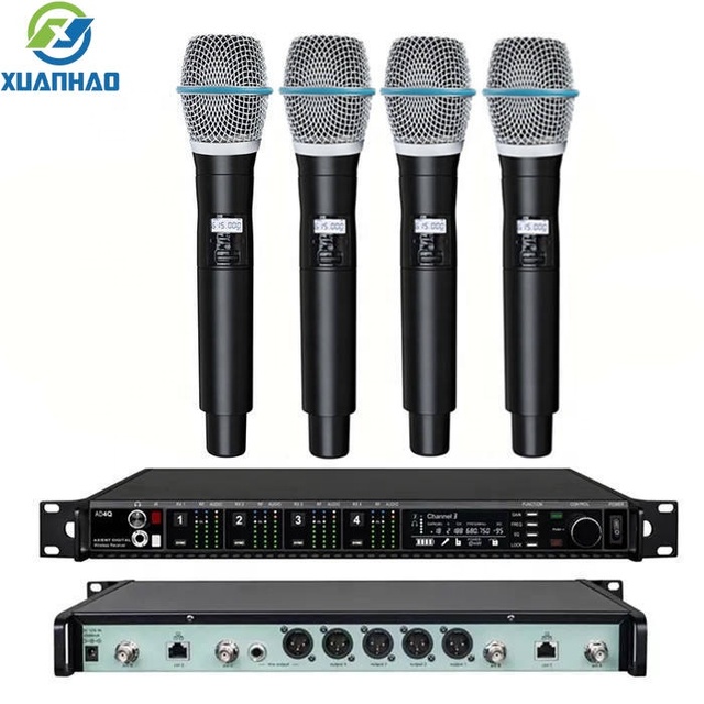 Professional Digital Wireless Handheld Microphone 4-Channel AD4Q BETA87 S58 BETA58 for Stage Sing Recording Speech