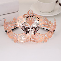 Masque en métal Nicro, plaqué or électrique, argent, or rose, découpe en fer avec masque pour les yeux en diamant, masque de mascarade
