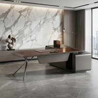 Bureau de PDG en placage de bois de palissandre laqué cristal, MDF E1, avec hub d'alimentation, mobilier de luxe pour dirigeant