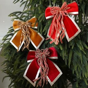 Pita Natal Merah Berkualitas Baru 25cm dengan Pita untuk Dekorasi Rumah dan Kantor, Pita Natal Besar Modis Custom - Product Image 1