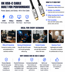 Cable USB4 LUNG KAY 240W PD 3.1, Transferencia de Datos de 40 Gbps, Video 8K a 60 Hz, Tipo C a C, Cable Trenzado Compatible con Thunderbolt 4 - Product Image 4