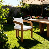 Canapé moderne en bois massif de teck pour l'extérieur, table basse, table à manger, chaise longue pour piscine, ensemble de jardin