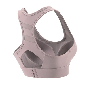 Soutien-gorge de sport sans fil pour femme en nylon, avec coussinets en éponge, bonnet moulé moyen 3/4, bretelles doubles fixes, 3 rangées de crochets dorsaux, sans couture, Esale - Product Image 5