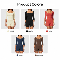 Ensemble de yoga 2 pièces pour femme GH avec logo personnalisé : haut à manches courtes et short cycliste taille haute, effet push-up fessier, contrôle du ventre, séchage rapide