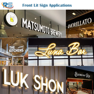 Enseigne LED personnalisée de style néon à éclairage frontal |   Lettres suspendues en acier inoxydable brossé, étanches IP65, garantie <span class=keywords><strong>5</strong></span> ans - Product Image 5