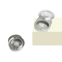 Boîtier compact rotatif 4G en plastique argenté pour poudre et blush, vide, avec couvercle transparent, pour emballage cosmétique