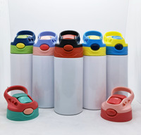 Bouteille d'eau à double paroi de 12 oz en gros, entrepôt américain, bouteille d'eau à sublimation pour enfants, bouchon rabattable, isolation pour l'école