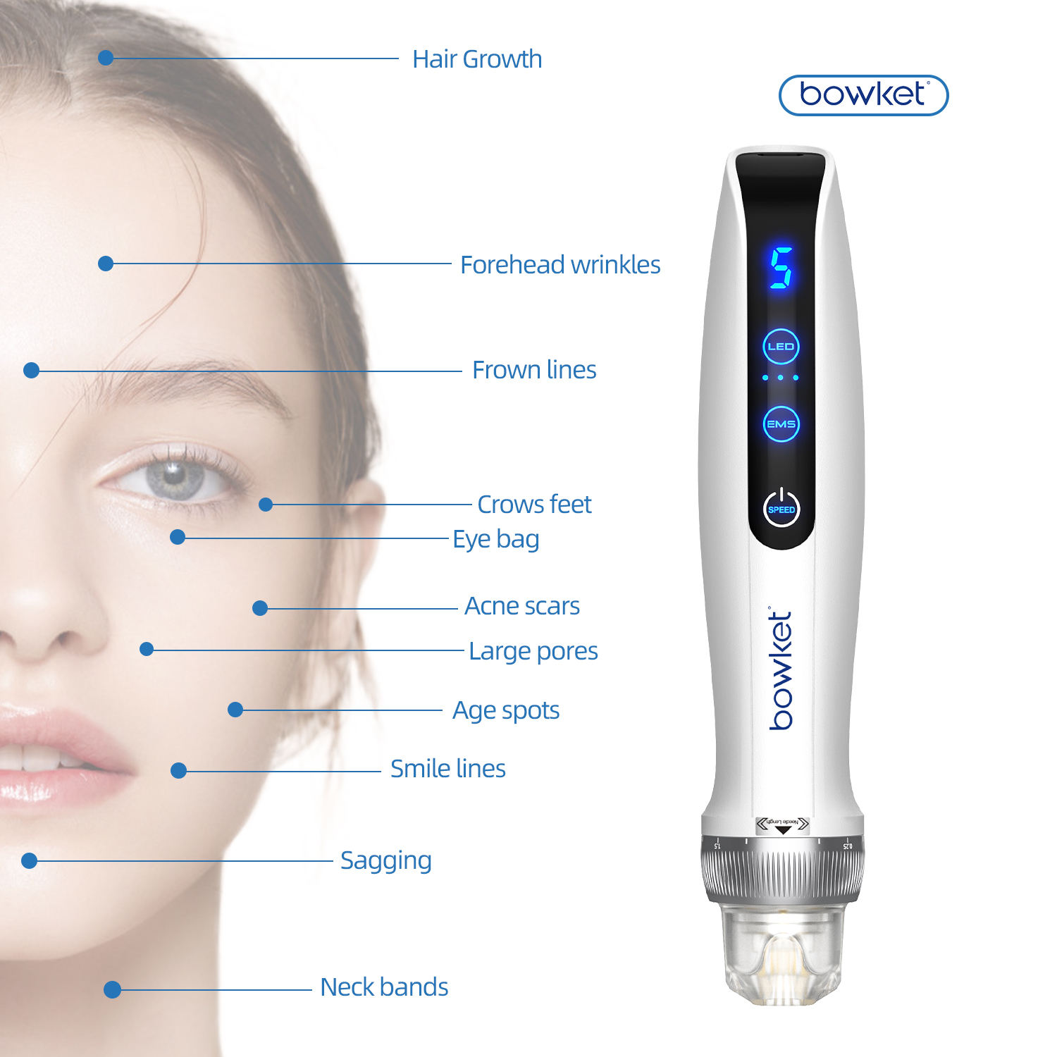 ORANGLES BOWKET Bio Pen Q2 Advanced Microneedling Derma Pen | 2024 New 3-in-1 Wireless Beauty Device with EMS & LED – orangles Qatar - angled perspective - presenting advantages - Image 4 of 6 | fits any environment | Purchase BOWKET Bio Pen Q2 Advanced Microneedling Derma Pen | 2024 New 3-in-1 Wireless Beauty Device with EMS & LED – orangles Qatar Michigan | Free Shipping ORANGLES
