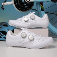 Chaussures de cyclisme sur route en carbone/fibre de verre, semelle perforée, chaussures de compétition, blanc pur, alliage d'aluminium, fabriqué en Chine