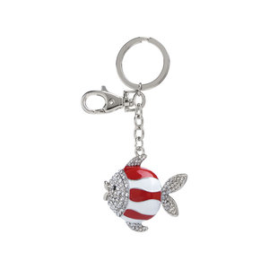 Keychain <b>Fish</b> Red White Striped Crystal Accents Plush <b>Toy</b> - Product Image 1